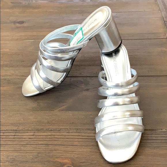 Marc Fisher Silver Chunky Heel Sandal - Picture 6 of 6